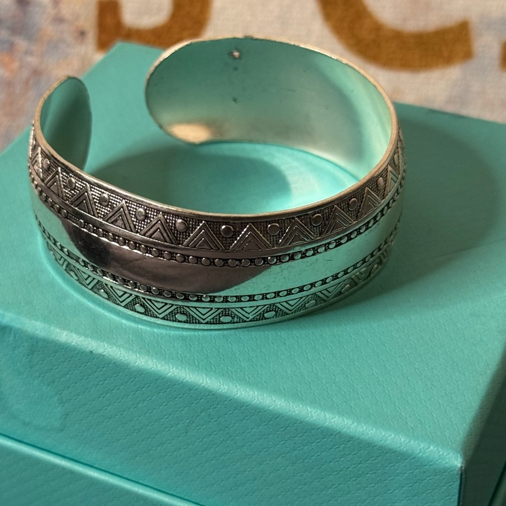 Silver Scroll Cuff Bangle Bracelet - image 5
